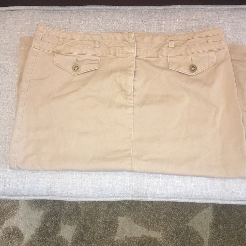 Comfy Khaki, denim feel skirt.